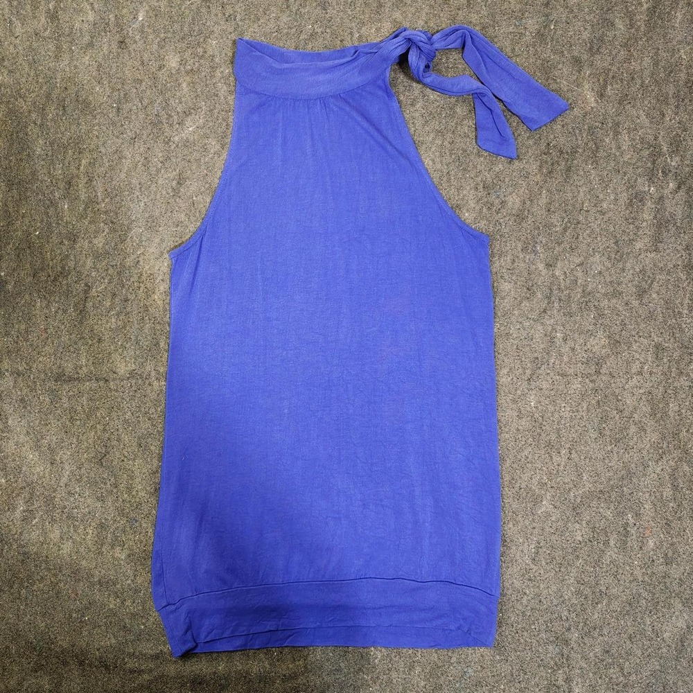 ana A New Approach Womens XS Purple Halter Neck Tie Back Tank Top Blouse